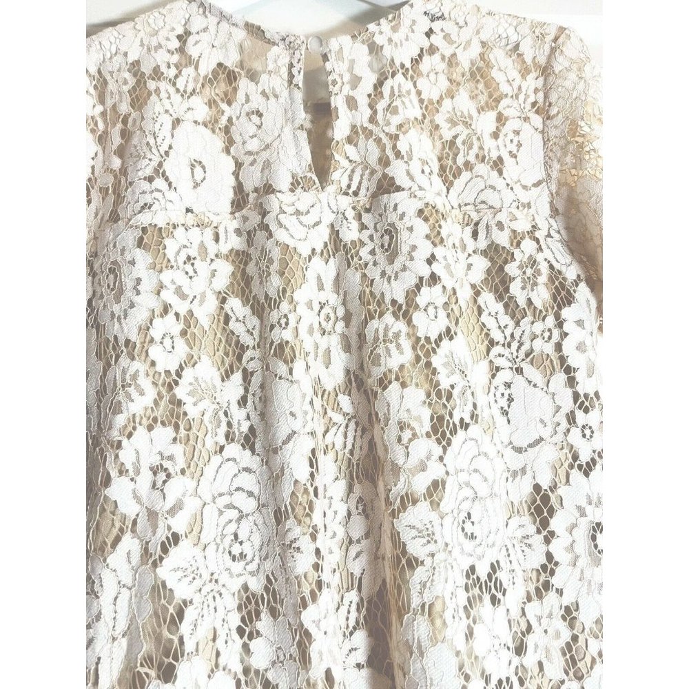 Francesca's Lace Dress Ladies XXS Ivory with floral insert lined NWT - Picture 4 of 11